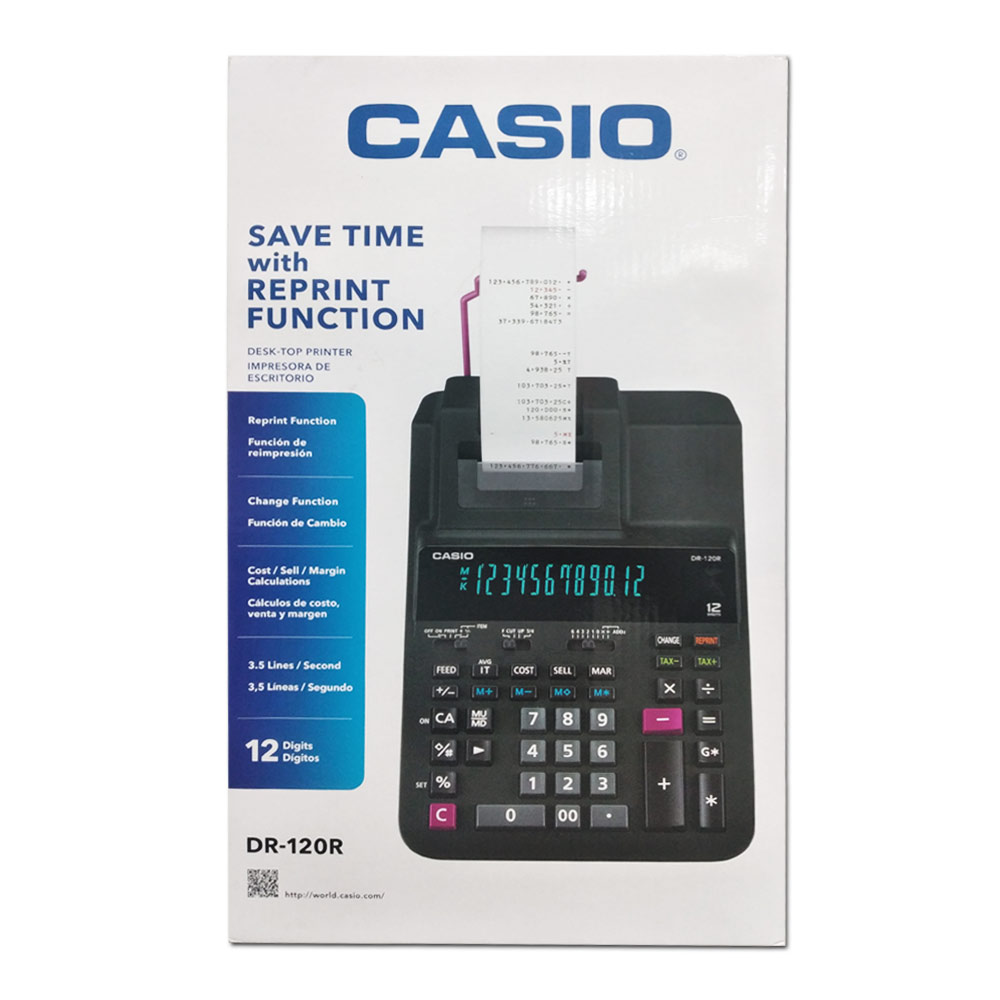 Desktop Printer Calculator Ref DR-120R-BK, 12 Digits, D376*W204*H111mm, Casio