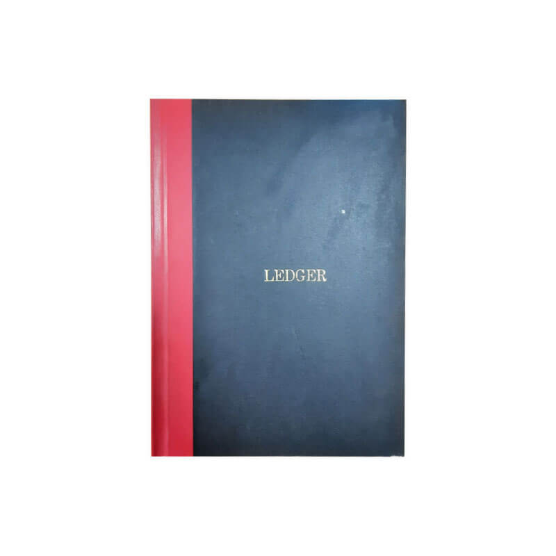 Hard Cover Ledger Book Ref HCL4, F4 [W210*D330mm], 200 Pages Ruled, Black Cover, Atlas