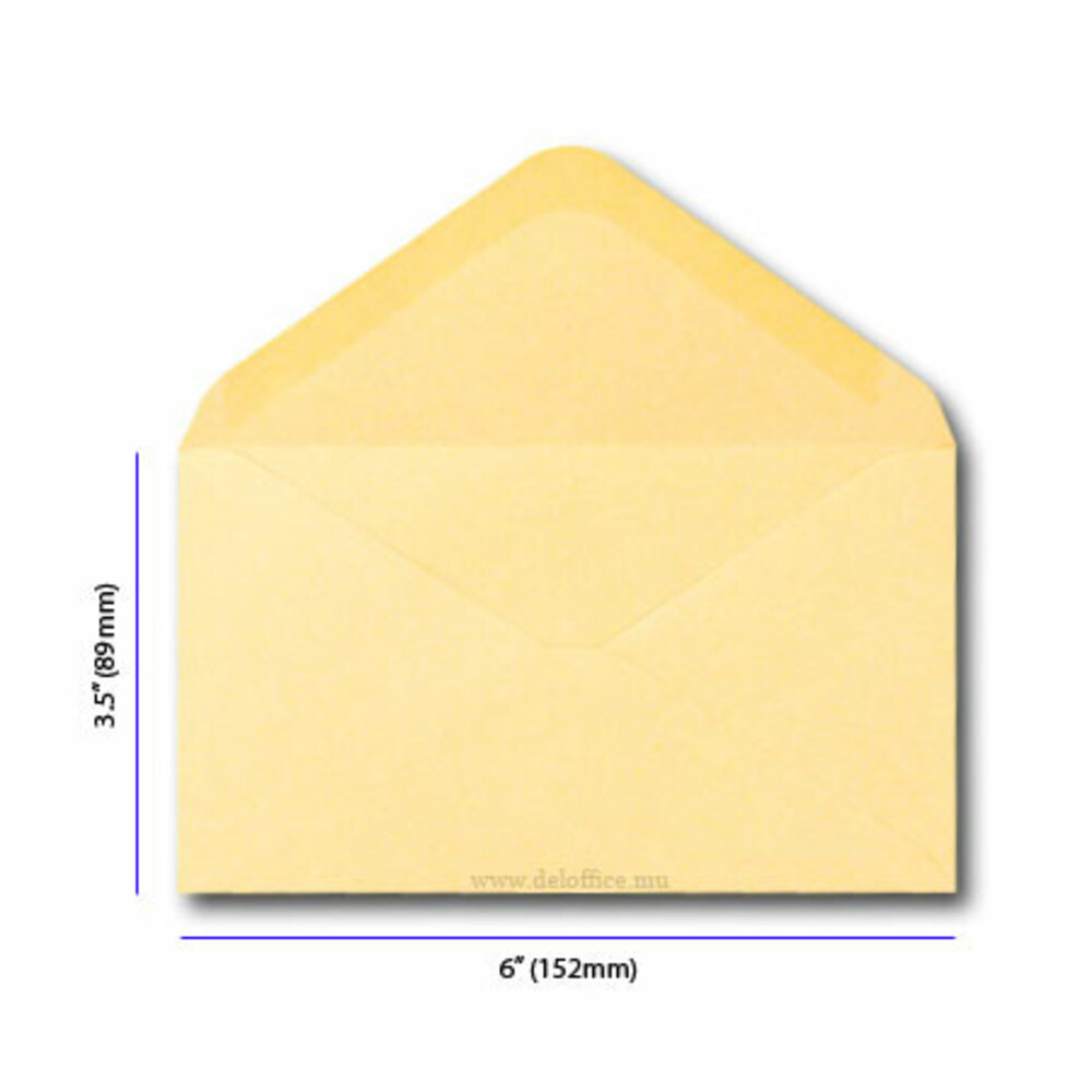 Envelope Manilla Plain 6" x 3.5" (W152xD89mm) Gummed [Pk 100] PP