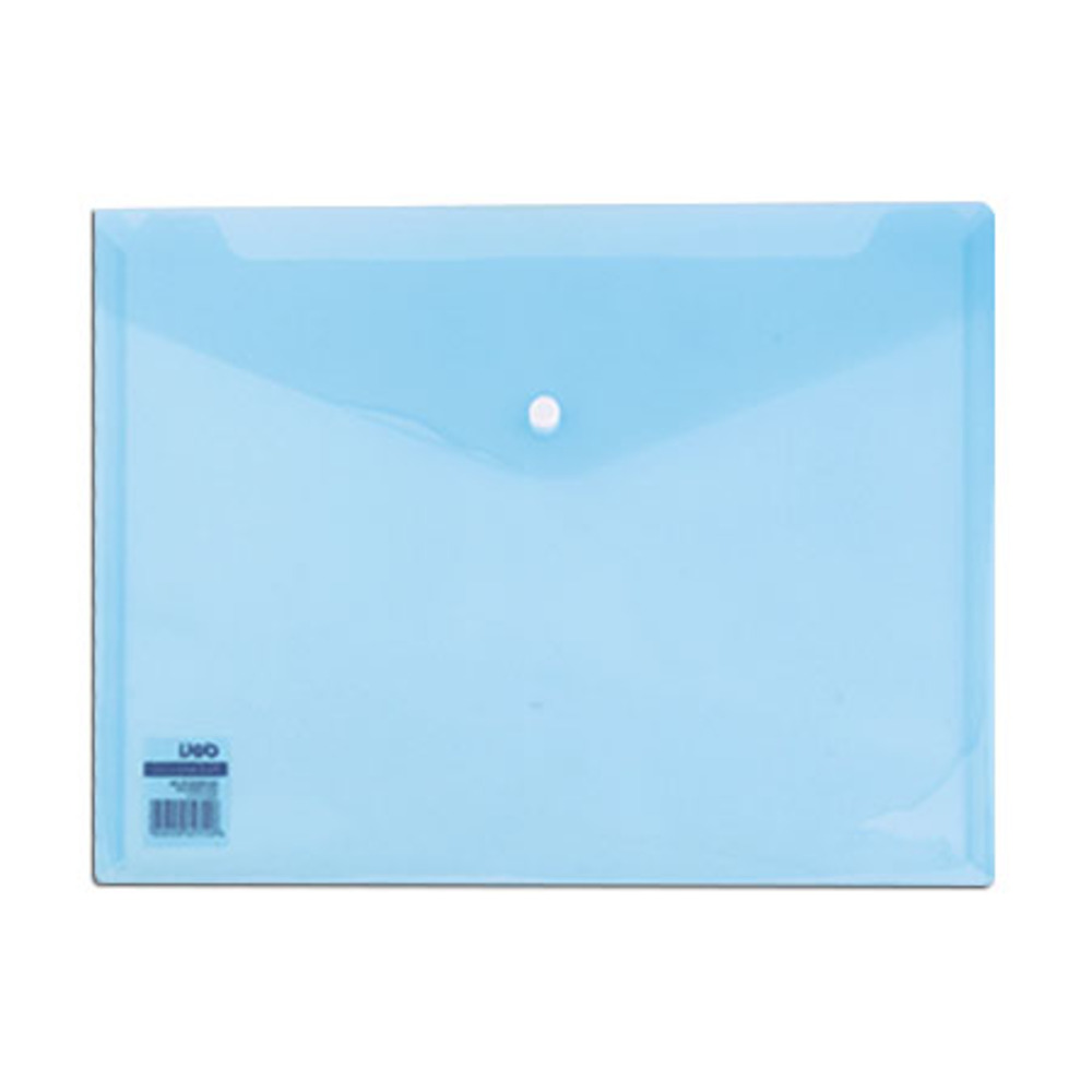 wallet file pvc transparent ref e5505 a4 - with button white / blue deli