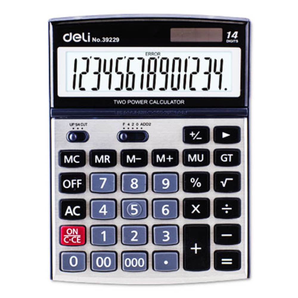 desktop calculator 14 digits ref e39229 w193xd139mm grey deli