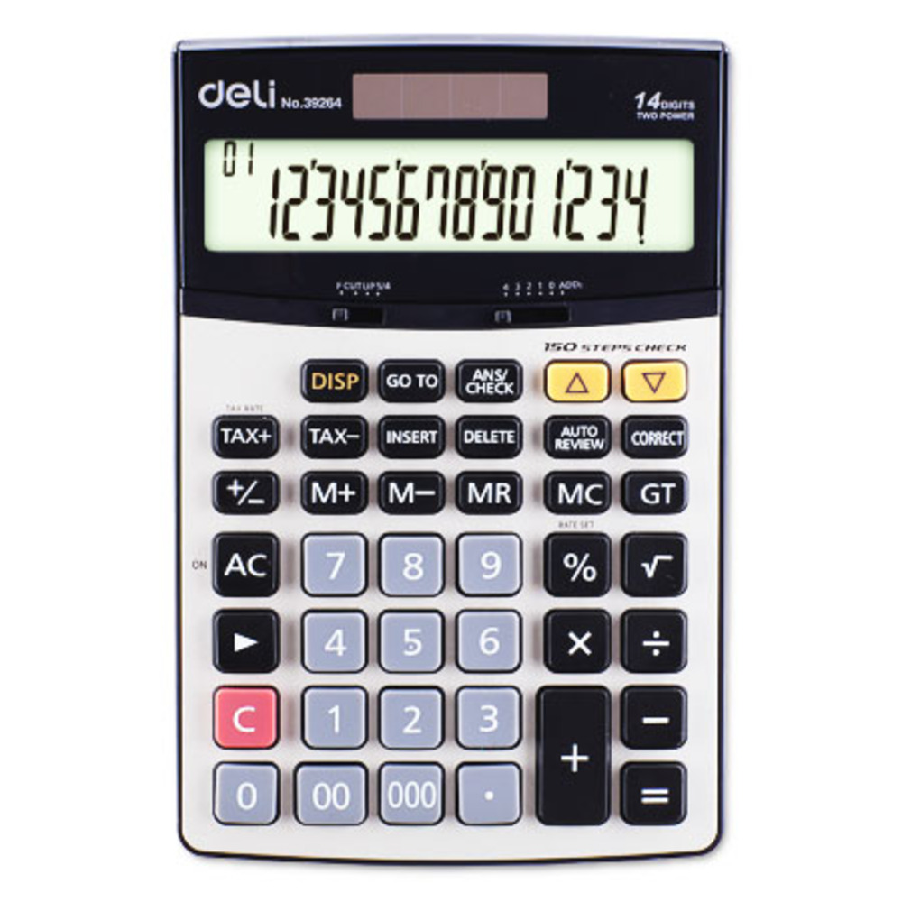 desktop calculator 14 digits ref e39264 w154xd152mm black deli