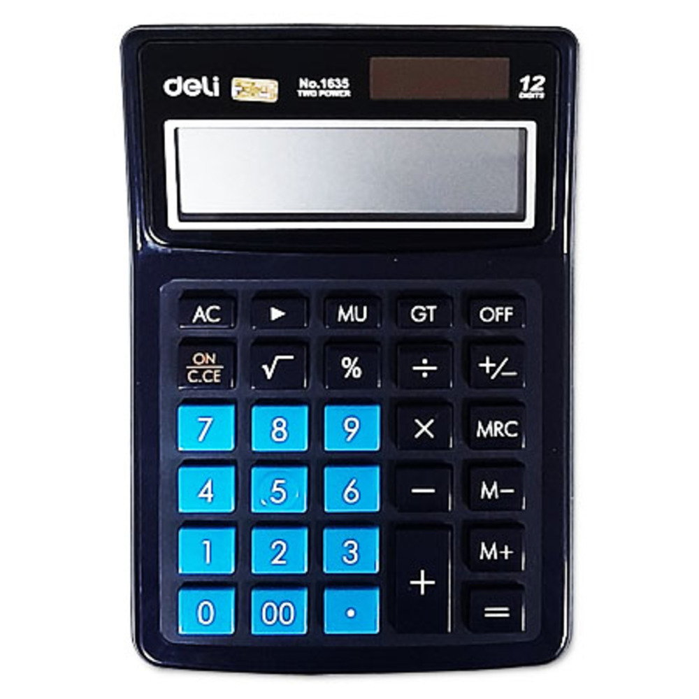 desktop calculator 12 digits ref 1635a w158xd128mm black deli