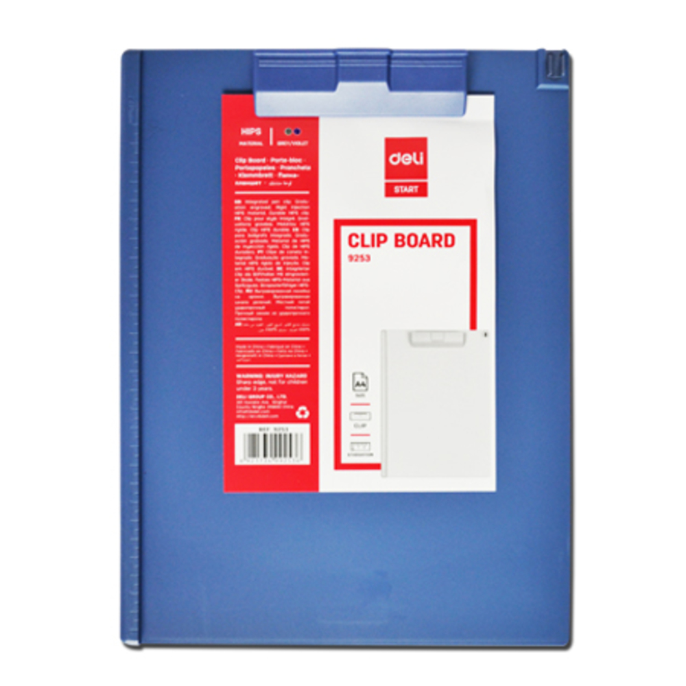 Clip Board Ref 9253, Plastic Clip A4, Deli