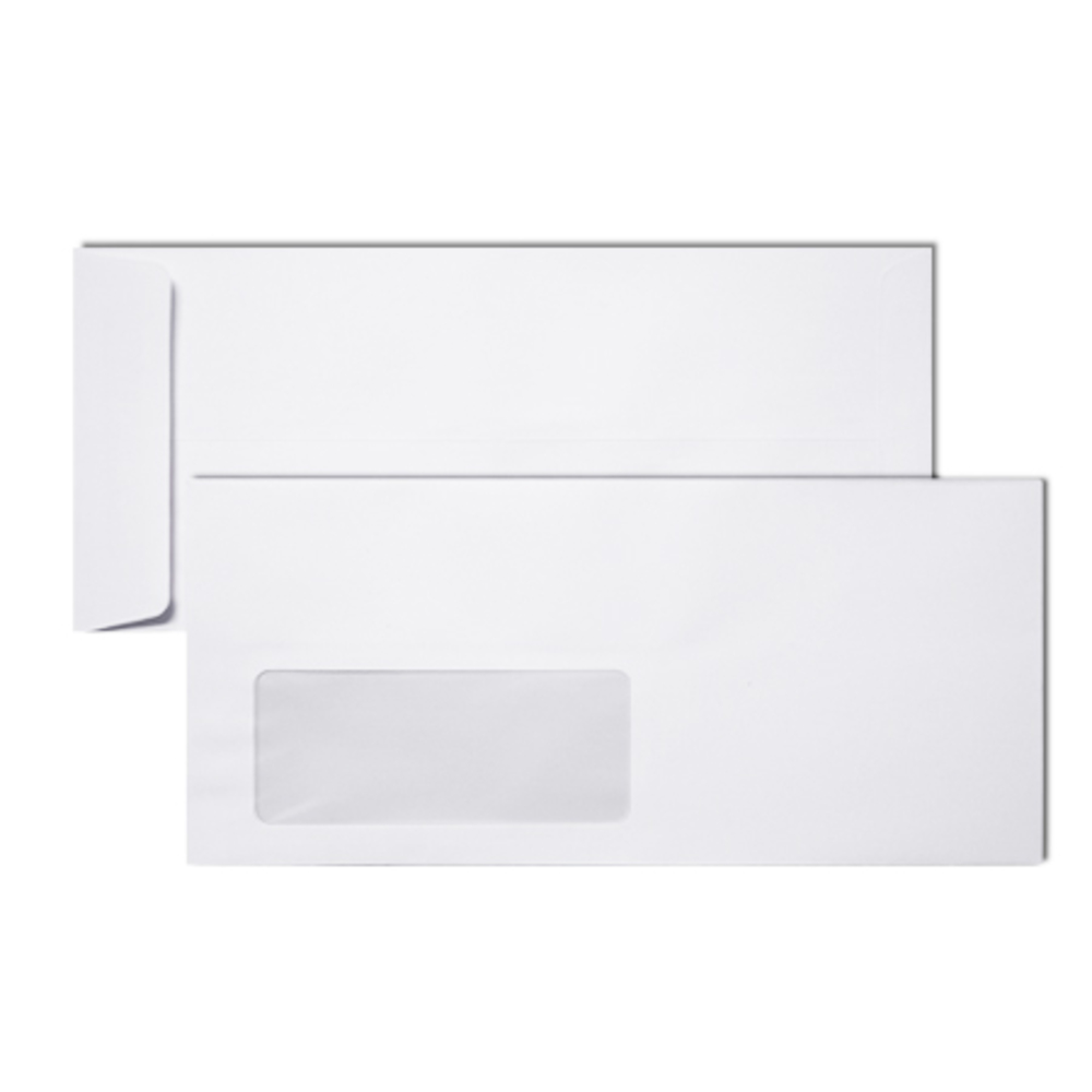envelope white window 4&quot; x 9&quot; (w102xd229mm) peel &amp; seal [pk 100] paperline