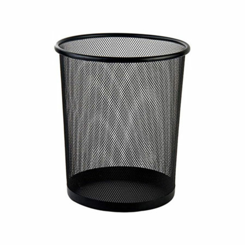 waste paper basket bin metal ref e9188 ø234xh275mm black deli