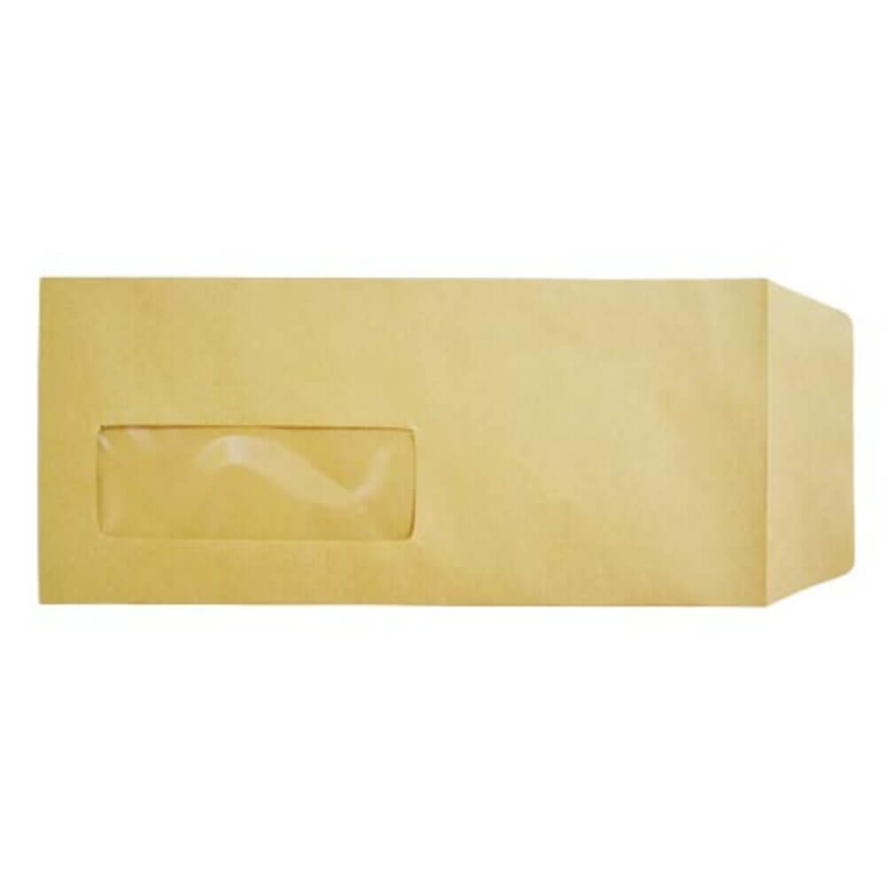 envelope manila window 4&quot; x 9&quot; (w102xd229mm) peel &amp; seal [pk 100] daya