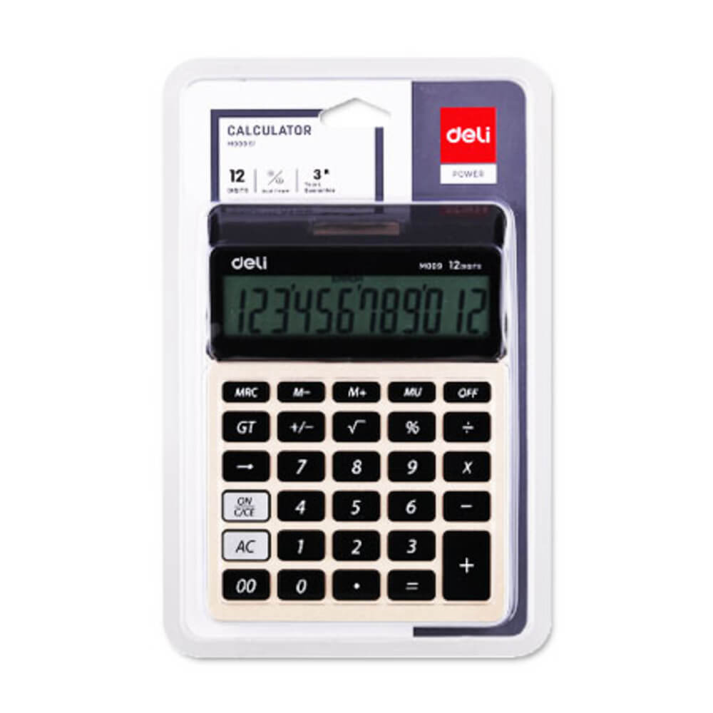 desktop calculator 12 digits ref m00951 w176.6*d128 metal, dual power deli